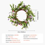 artificial decorative wreath 55.88 cm pink green with daisies year round