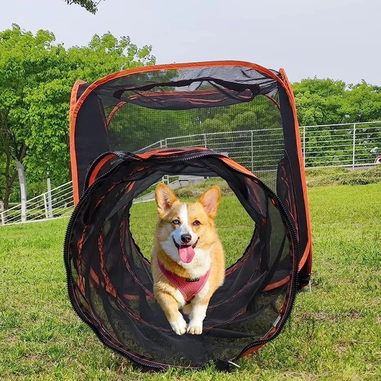 6 in1 outdoor portable pet cat playpen folding pop up mesh play tent tunnel house enclosures portable with storage bag for indoor and outdoor