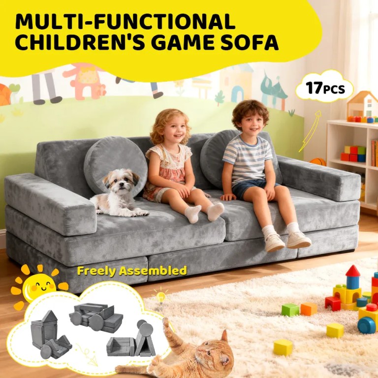 17pcs modular kids play sofa toddler couch high density foam play block with washable cover creative fort building playset for bedroom playroom living room 17pcs modular kids play sofa toddler couch high density foam play block with washable cover creative fort building playset for bedroom playroom living room