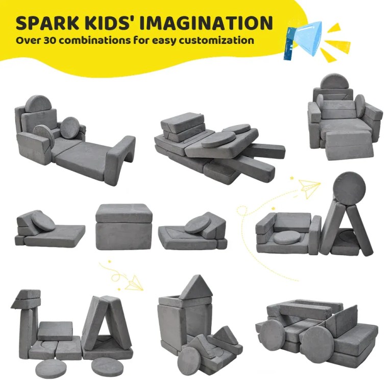 17pcs modular kids play sofa toddler couch high density foam play block with washable cover creative fort building playset for bedroom playroom living room 17pcs modular kids play sofa toddler couch high density foam play block with washable cover creative fort building playset for bedroom playroom living room