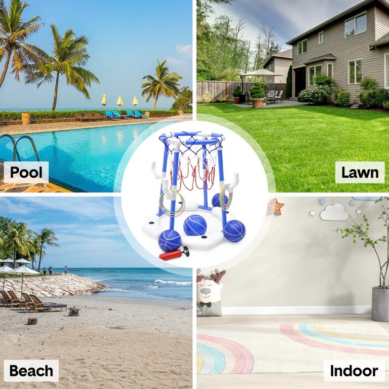 pool basketball hoop set floating swimming pool toys inflatable poolside game with 4 balls 12 circles and pump fun water sport toy for kids and adults pool basketball hoop set floating swimming pool toys inflatable poolside game with 4 balls 12 circles and pump fun water sport toy for kids and adults