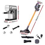 devanti k7 cordless stick vacuum cleaner plus coffee maker machine espresso