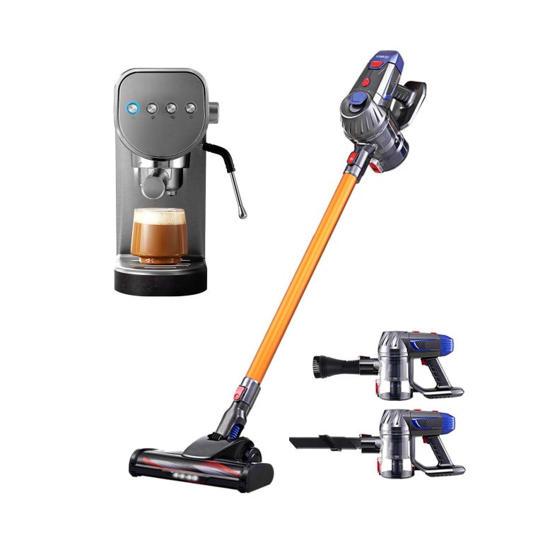 devanti k7 cordless stick vacuum cleaner plus coffee maker machine espresso