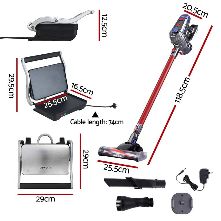 devanti k7 cordless stick vacuum cleaner plus sandwich maker panini press devanti k7 cordless stick vacuum cleaner plus sandwich maker panini press