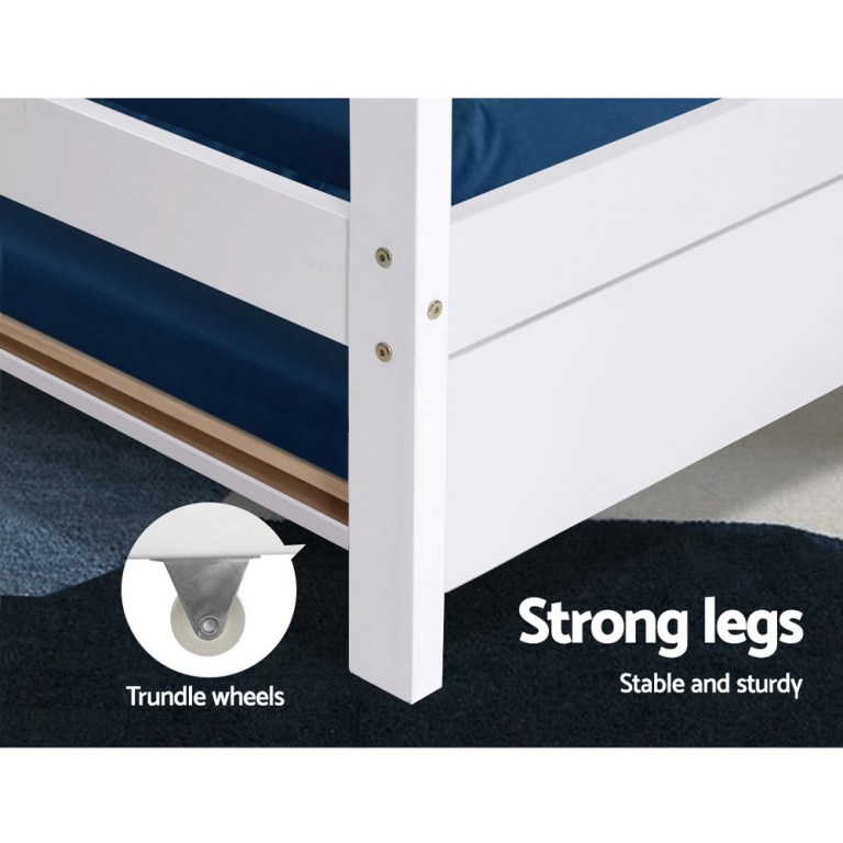 artiss bed frame wooden trundle daybed kids house frame white holy