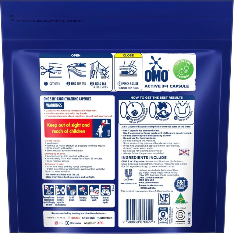 omo 3 in 1 active x 420 laundry capsules