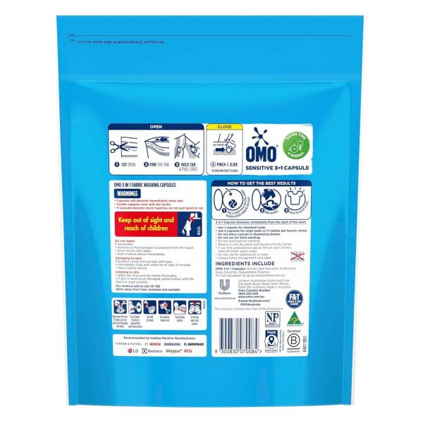 omo 3in1 sensitive fragrance free x 60 laundry capsules omo 3in1 sensitive fragrance free x 60 laundry capsules