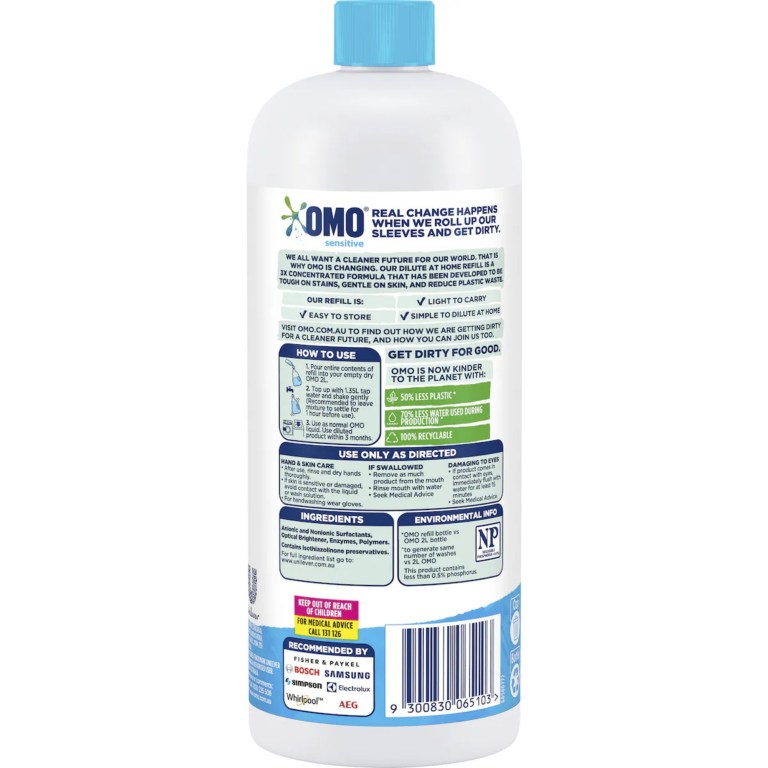 omo sensitive laundry liquid 665ml x4