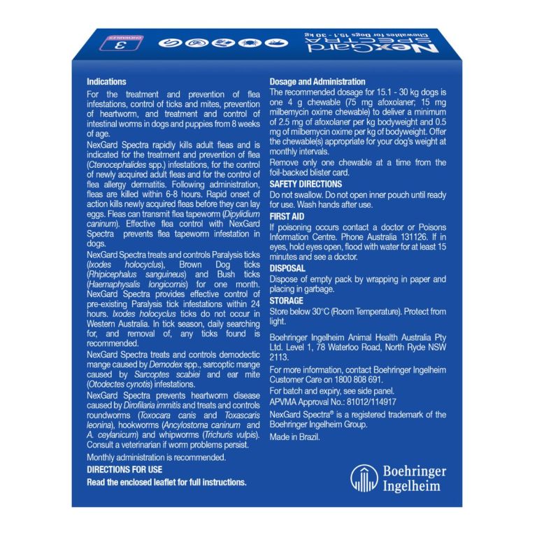 nexgard spectra dogs 15.1 30kg 3pk nexgard spectra dogs 15.1 30kg 3pk