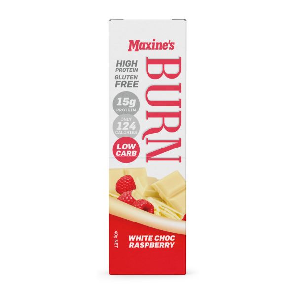 maxines burn white choc raspberry bar 12x40g