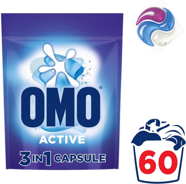 omo 3 in 1 active x 180 laundry capsules