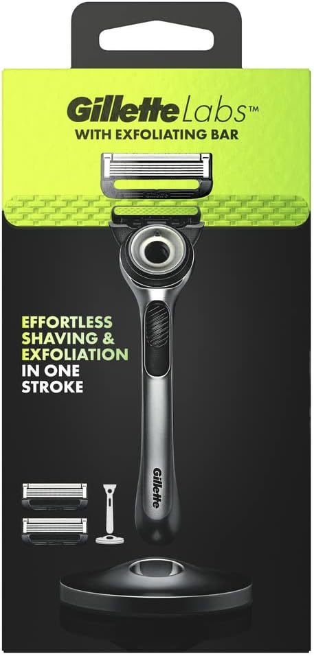 gillette labs razor handle +2 cartridges & magnetic stand gillette labs razor handle +2 cartridges & magnetic stand