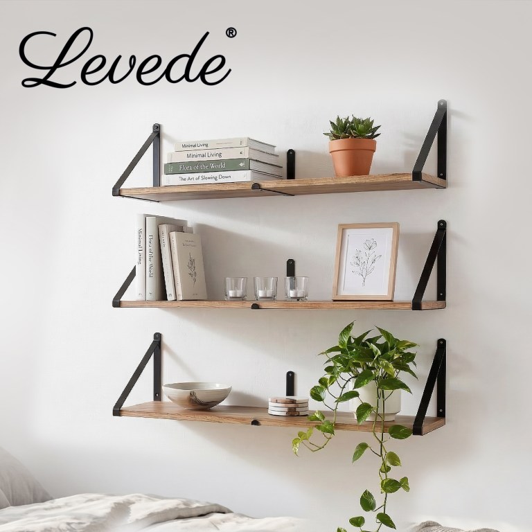 levede floating wall shelves 3pcs rustic wooden storage display bookshelf rack levede floating wall shelves 3pcs rustic wooden storage display bookshelf rack