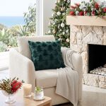 jingle jollys christmas tree pillow covers 2 packs cushion covers soft faux fur jacquard throw pillow covers 45 x 45cm green