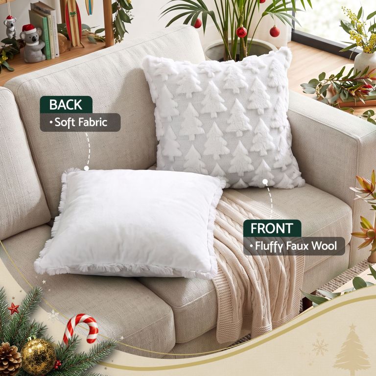 jingle jollys christmas tree pillow covers 2 packs cushion covers soft faux fur jacquard throw pillow covers 45 x 45cm white jingle jollys christmas tree pillow covers 2 packs cushion covers soft faux fur jacquard throw pillow covers 45 x 45cm white