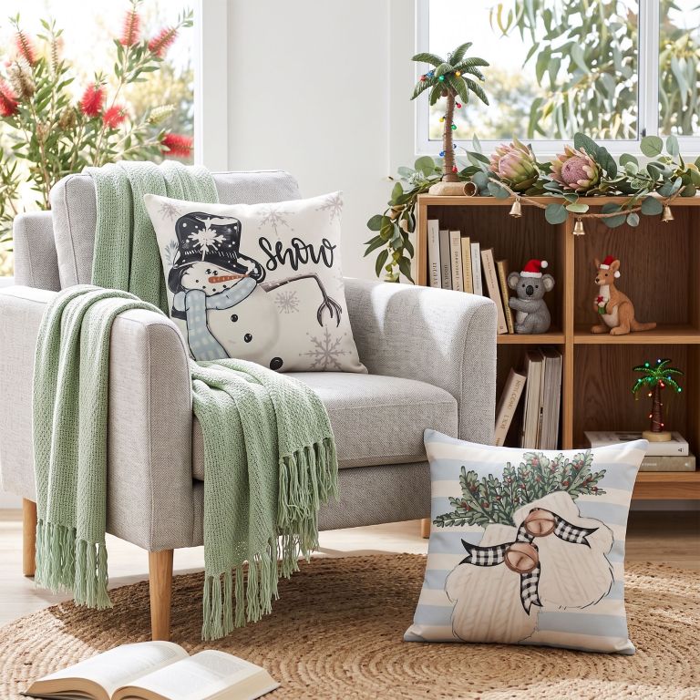 jingle jollys christmas cushion covers set of 4 pillow covers 45x45cm with 4 cute patterns blue