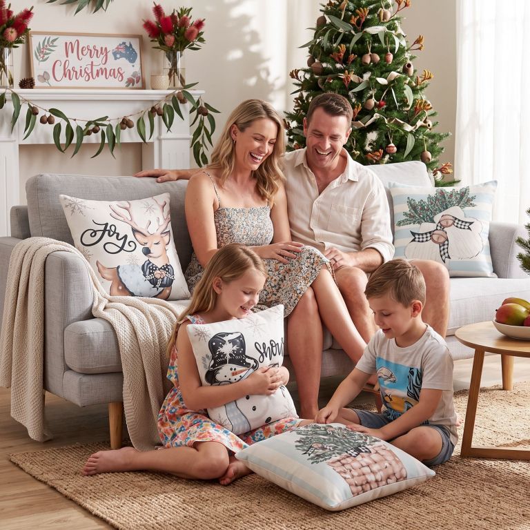 jingle jollys christmas cushion covers set of 4 pillow covers 45x45cm with 4 cute patterns blue