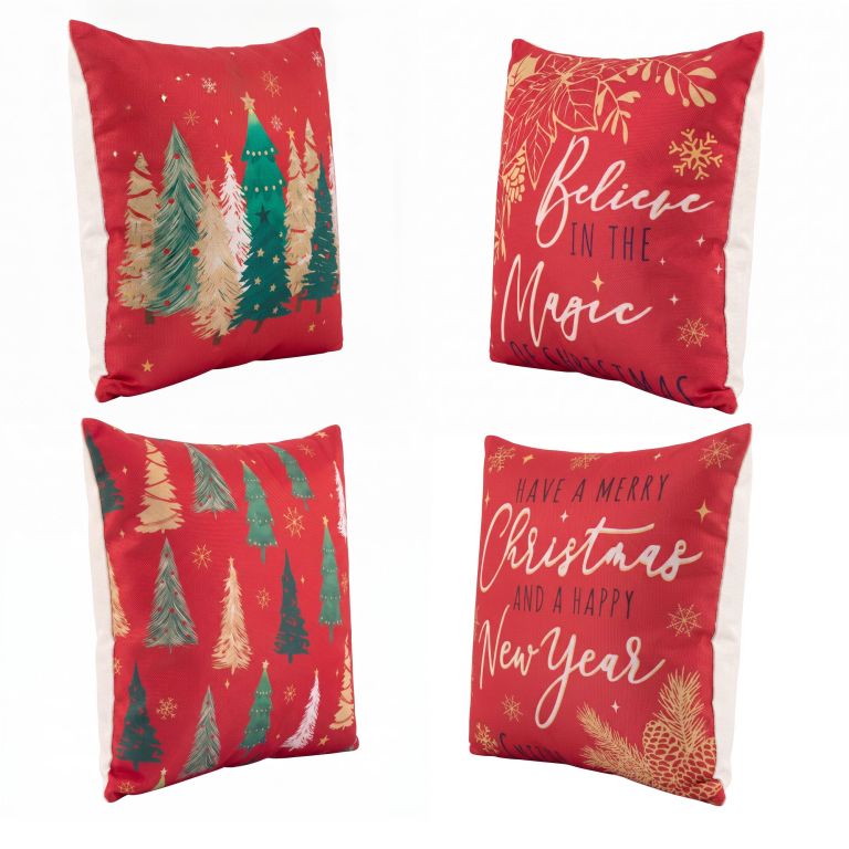 jingle jollys christmas cushion covers set of 4 pillow covers 45x45cm with 4 cute patterns red