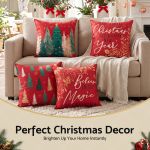 jingle jollys christmas cushion covers set of 4 pillow covers 45x45cm with 4 cute patterns red