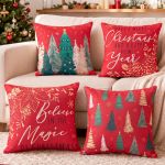 jingle jollys christmas cushion covers set of 4 pillow covers 45x45cm with 4 cute patterns red