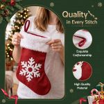 jingle jollys 4 pack large velvet christmas stockings 46.5cm red white decor perfect for gift ideal, fireplace mantels christmas trees holiday party decorations
