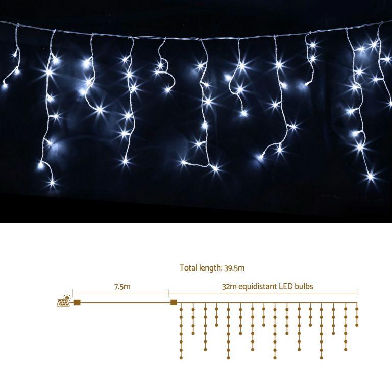 jingle jollys 32m christmas lights solar icicle string lights 960 led cool white jingle jollys 32m christmas lights solar icicle string lights 960 led cool white