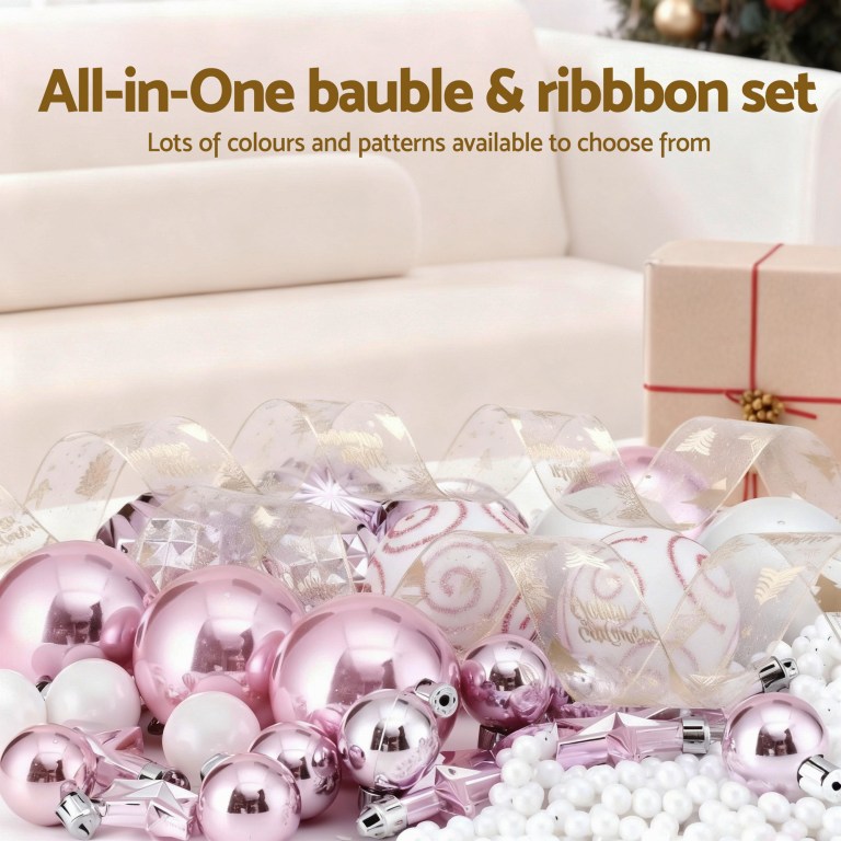 jingle jollys christmas tree decoration set ribbon baubles ornaments party 34pcs jingle jollys christmas tree decoration set ribbon baubles ornaments party 34pcs