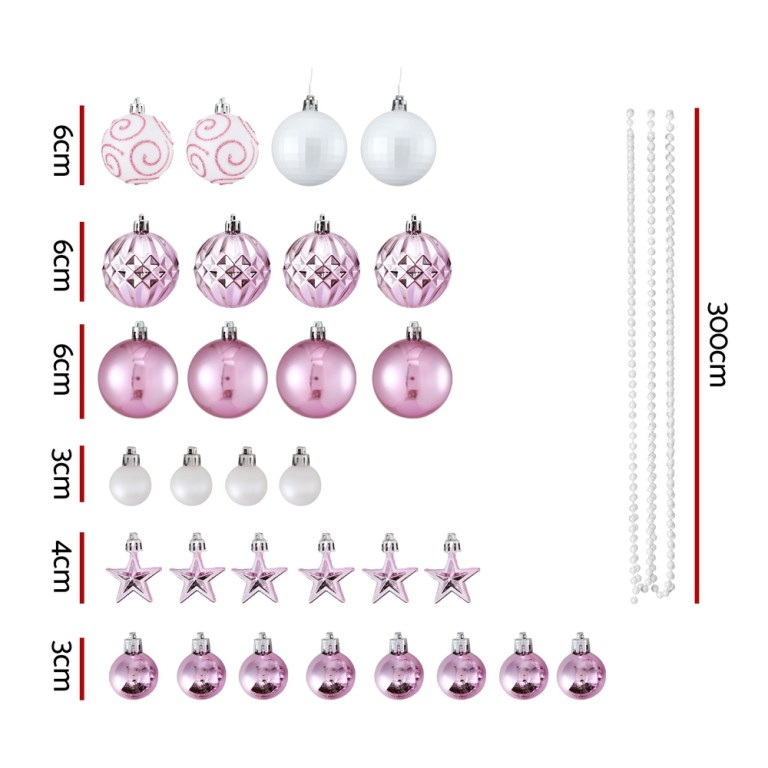 jingle jollys 33pcs christmas tree decorations set baubles ornaments party pink