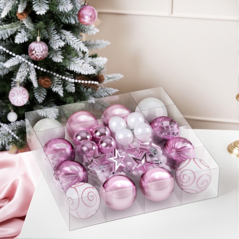 jingle jollys 33pcs christmas tree decorations set baubles ornaments party pink