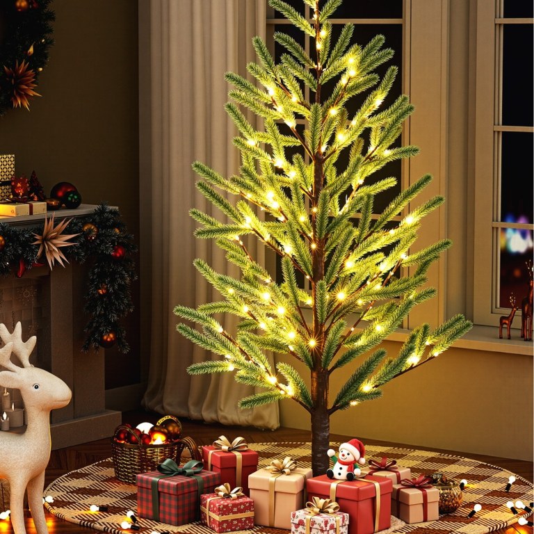 jingle jollys christmas tree 1.8m pre lit led xmas tree 8 modes party decoration