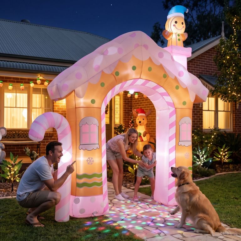 jingle jollys christmas inflatable gingerbread man candy 3.2m illuminated decorations jingle jollys christmas inflatable gingerbread man candy 3.2m illuminated decorations