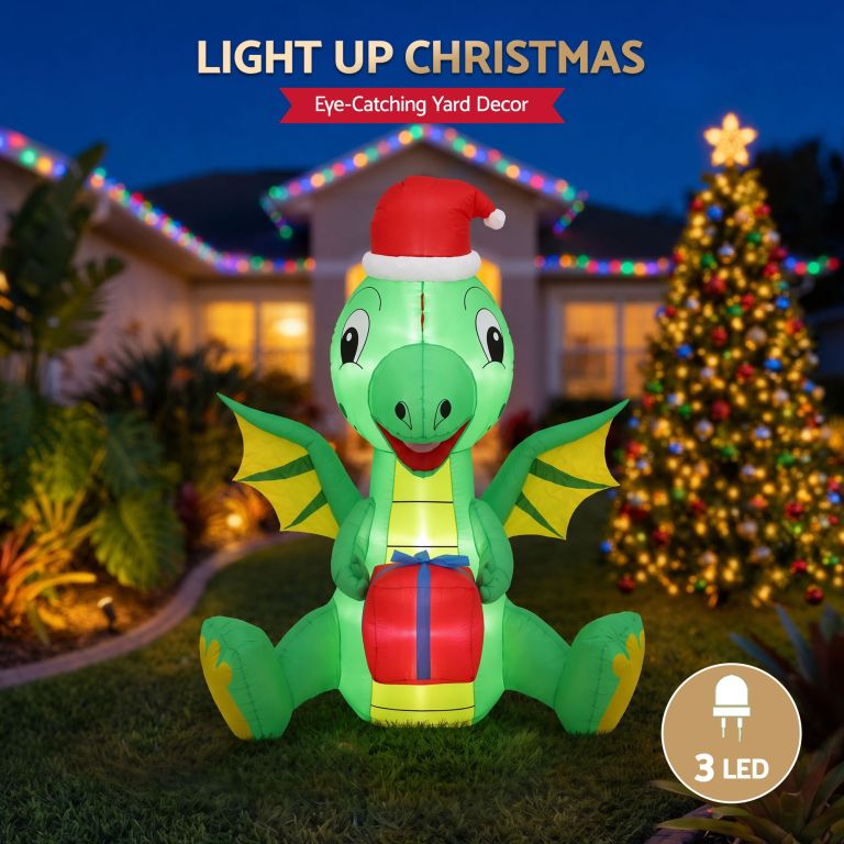 jingle jollys christmas inflatable dragon 1.8m height led outdoor decorations illuminated