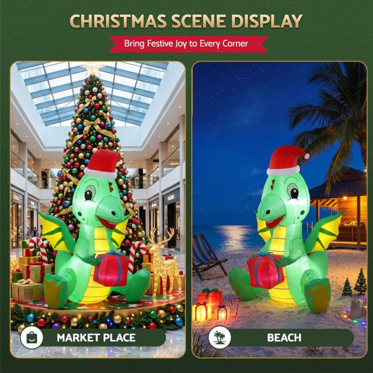 jingle jollys christmas inflatable dragon 1.8m height led outdoor decorations illuminated
