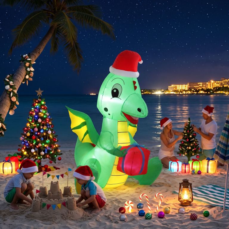 jingle jollys christmas inflatable dragon 1.8m height led outdoor decorations illuminated