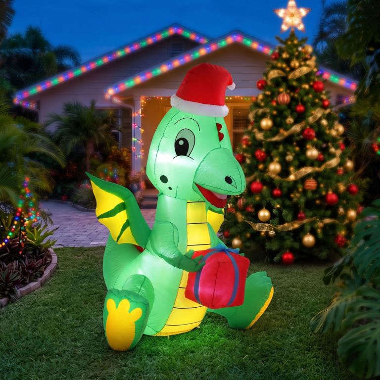 jingle jollys christmas inflatable dragon 1.8m height led outdoor decorations illuminated