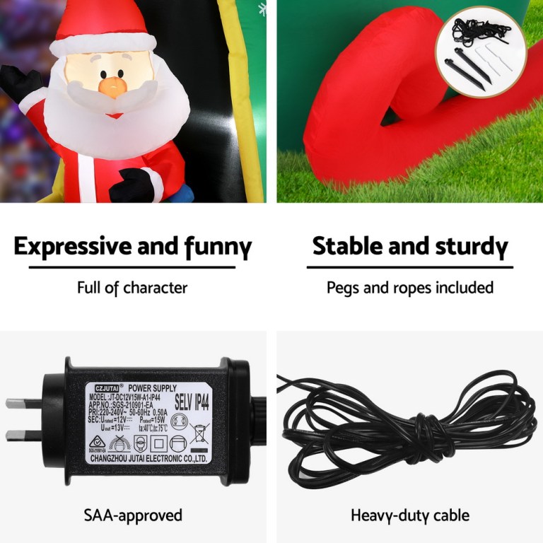 jingle jollys christmas inflatable santa in helicopter 2.55m height led illuminated decorations