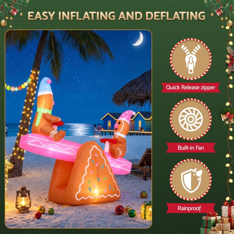 jingle jollys christmas inflatable seesaw 1.8m height led outdoor decorations illuminated