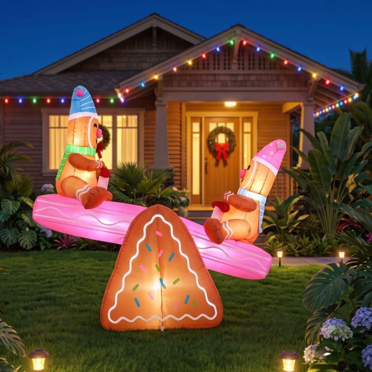 jingle jollys christmas inflatable seesaw 1.8m height led outdoor decorations illuminated