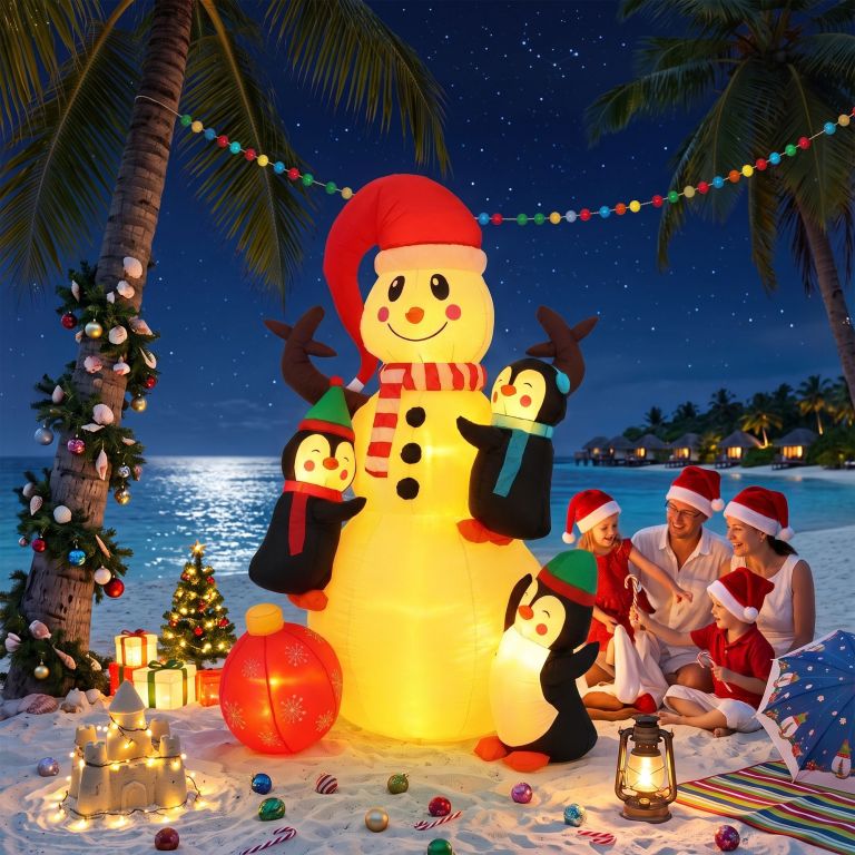 jingle jollys christmas inflatable snowman 1.8m height led outdoor decorations warm light