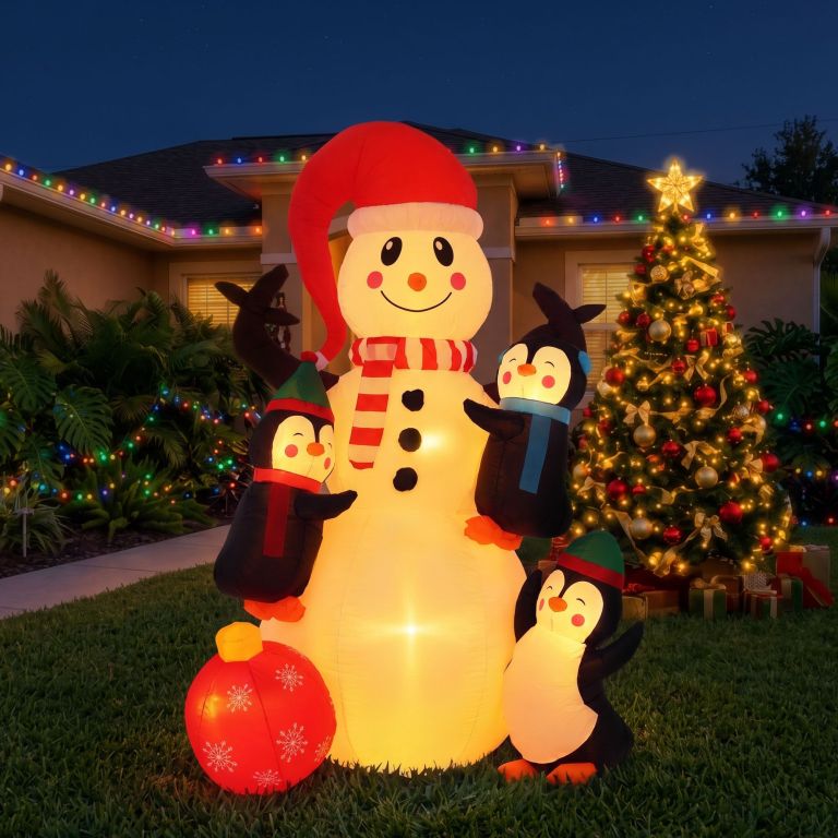 jingle jollys christmas inflatable snowman 1.8m height led outdoor decorations warm light