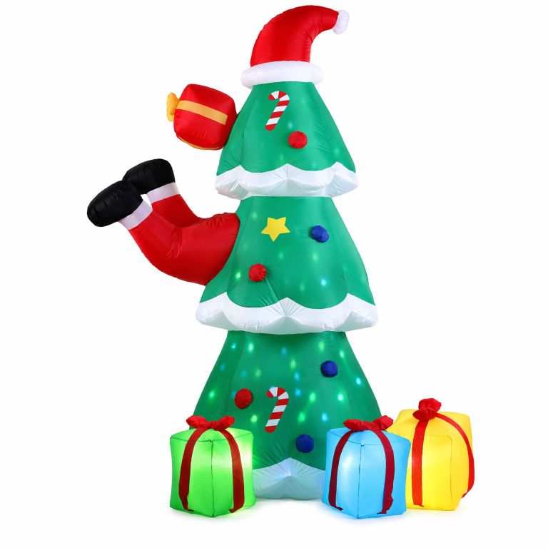 jingle jollys christmas inflatable santa tree 2.5m height flashing light decorations illuminated