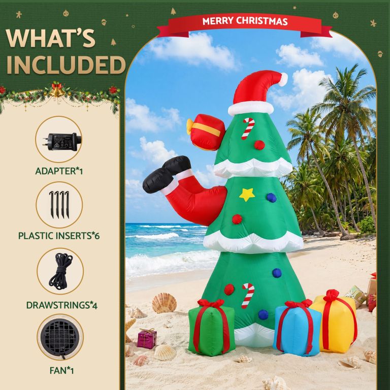 jingle jollys christmas inflatable santa tree 2.5m height flashing light decorations illuminated