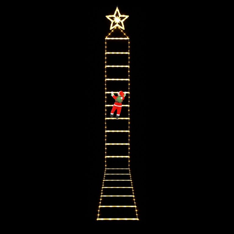 jingle jollys christmas ladder lights santa 3.4m 328led hanging decor warm white
