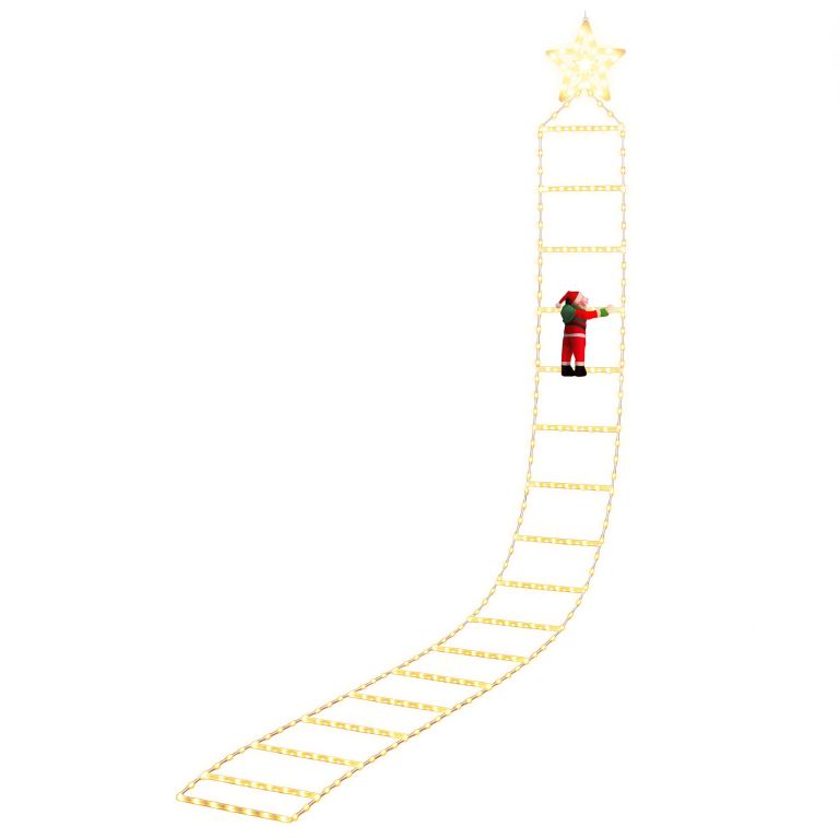 jingle jollys christmas ladder lights santa 3.4m 328led hanging decor warm white