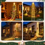 jingle jollys christmas ladder lights santa 3.4m 328led hanging decor warm white