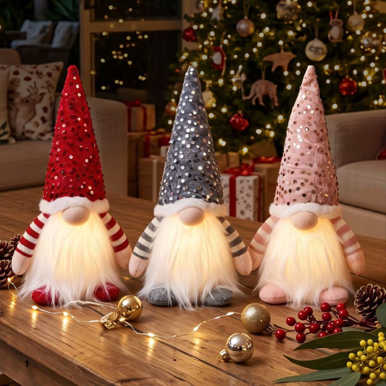 jingle jollys christmas gnomes light up christmas decorations plush goblin set of 3 warm white jingle jollys christmas gnomes light up christmas decorations plush goblin set of 3 warm white
