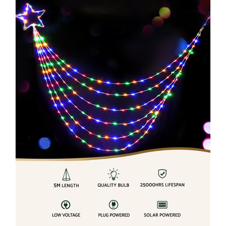 320 led 5m christmas lights solar string fairy light jingle jollys