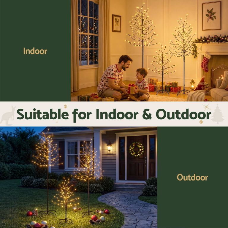 jingle jollys 3 pack led christmas tree lighted birch tree indoor outdoor xmas decor warm white jingle jollys 3 pack led christmas tree lighted birch tree indoor outdoor xmas decor warm white