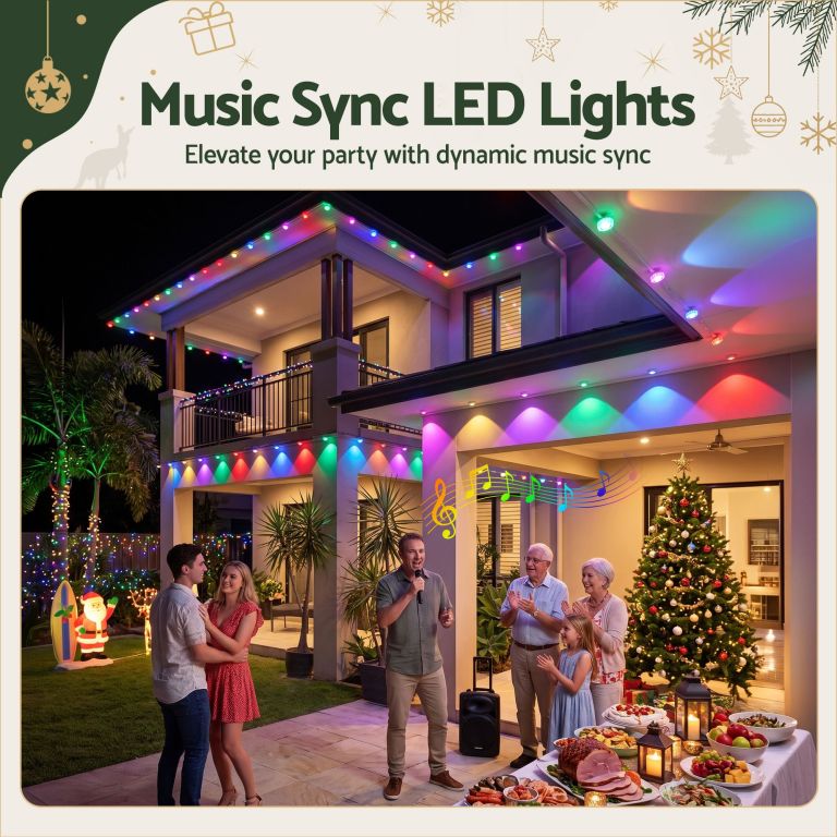 jingle jollys 30m christmas permanent outdoor lights smart eaves string app control decoration 72led
