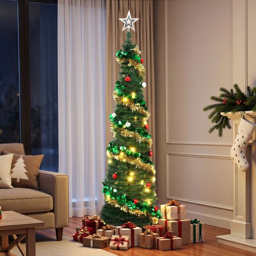 jingle jollys pop up christmas tree pre decorated warm white led 160cm jingle jollys pop up christmas tree pre decorated warm white led 160cm